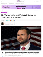 JD Vance calls out Federal Reserve Chair Jerome Powell - Coinfea