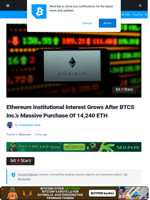 Ethereum Institutional Interest Grows After BTCS Inc.'s Massive Purchase Of 14,240 ETH | Bitcoinist.com