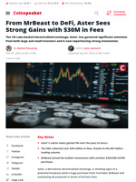 From MrBeast to DeFi, Aster Sees Strong Gains with $30M in Fees - Coinspeaker