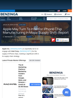 Apple To Rekindle Chip Partnership With Intel For Its Non-Pro iPhone Models: Report - Apple (NASDAQ:AAPL), Intel (NASDAQ:INTC) - Benzinga