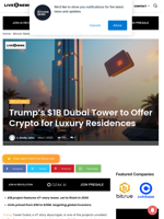 Trump’s $1B Dubai Tower to Offer Crypto for Luxury Residences | Live Bitcoin News