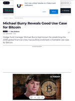 Michael Burry Reveals Good Use Case for Bitcoin - U.Today