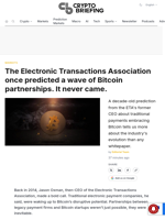 The Electronic Transactions Association once predicted a wave of Bitcoin partnerships. It never came.