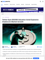 Tether Eyes $500B Valuation Amid Explosive Stablecoin Market Growth - BeInCrypto