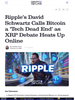 Ripple’s David Schwartz Calls Bitcoin a ‘Tech Dead End’ as XRP Debate Heats Up Online