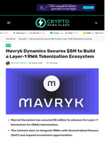 Mavryk Dynamics Secures $5M to Build a Layer-1 RWA
