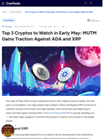Top 3 Cryptos to Watch in Early May: MUTM Gains Traction Against ADA and XRP