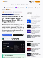 Altcoin Season Index at 49 — Traders Need Bitcoin Dominance Below 55% to Trigger Rotation