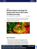 Bitcoin miners' earnings hit lowest level since April amid $7,000 price drop