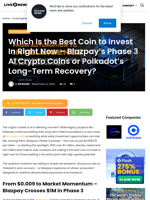 Which Is the Best Coin to Invest In Right Now – Blazpay’s Phase 3 AI Crypto Coins or Polkadot’s Long-Term Recovery? | Live Bitcoin News