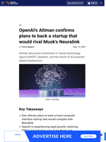 OpenAI's Altman confirms plans to back a startup that would rival Musk's Neuralink