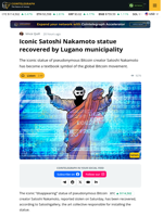 Lugano's Satoshi Statue Recovered Following Theft and Vandalism