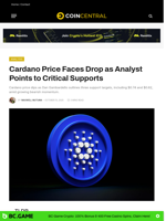 Cardano Price Faces Drop as Analyst Points to Critical Supports - CoinCentral