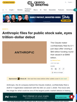Anthropic files for public stock sale, eyes trillion-dollar debut