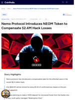 Nemo Protocol Introduces NEOM Token to Compensate $2.4M Hack Losses