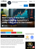 Best Crypto to Buy Now: Understanding AurealOne’s Utility Token and Its Use Cases!! | Live Bitcoin News