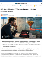 US Spot Bitcoin ETFs See Record 11-Day Outflow Streak - TheNewsCrypto