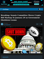 Breaking: Senate Committee Moves Crypto Bill Markup To January 29 as Government Shutdown Looms