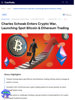 Charles Schwab Enters Crypto War, Launching Spot Bitcoin & Ethereum Trading