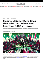 Plasma Mainnet Beta Goes Live With XPL Token FDV Reaching $10B at Launch - 