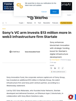 Sony’s VC arm invests $13 million more in web3 infrastructure firm Startale