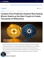 Cardano Price Prediction Experts Now Eyeing Bitcoin Solaris as the Next Crypto to Create Thousands of Millionaires