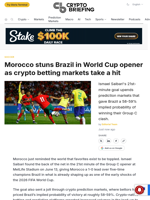 Morocco stuns Brazil in World Cup opener as crypto betting markets take a hit