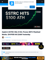 Saylor's $STRC Hits $100, Proves $BTC Flywheel Works: $HYPER Hit $26M Yesterday