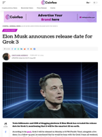 Elon Musk announces release date for Grok 3 - Coinfea