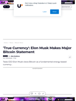 'True Currency': Elon Musk Makes Major Bitcoin Statement - U.Today