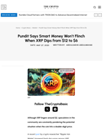 Pundit Says Smart Money Won’t Flinch When XRP Dips from $12 to $6