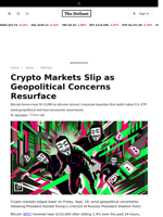 Crypto Markets Slip as Geopolitical Concerns Resurface - 