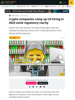 Crypto Companies Ramp Up US Hiring in 2025 Amid Regulatory Clarity