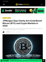 JPMorgan Says Clarity Act Could Boost Bitcoin (BTC) and Crypto Markets in 2026 - CoinCentral
