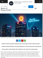 Bank of America Weighs Stablecoin Plans as Rivals Circle | Live Bitcoin News