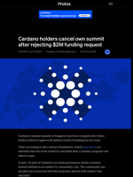 Cardano holders cancel own summit after rejecting $2M funding request