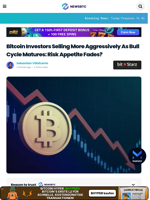 Bitcoin Investors Selling More Aggressively As Bull Cycle Matures: Risk Appetite Fades?