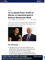 CZ to debate Peter Schiff on Bitcoin vs tokenized gold at Binance Blockchain Week