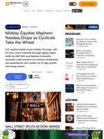 Midday Equities Mayhem: Nasdaq Drops as Cyclicals Take the Wheel – Market Updates Bitcoin News