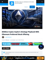 BitMine Copies Saylor’s Playbook With Ethereum Preferred Stock