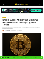 Bitcoin Surges Above $90K Breaking Away From Pre-Thanksgiving Price Trends