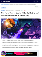 This New Crypto Under $1 Could Be the Last Big Entry of Q1 2026, Here's Why