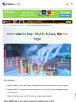 Best coins to buy: HBAR, Maker, Bitcoin Pepe