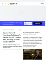 Crypto Daybook Americas: HOOD Crypto Growth Presages RIOT, MSTR Even as Tariffs Hit GDP