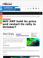 Will XRP hold its price and restart its rally in October? - The Crypto News Wire
