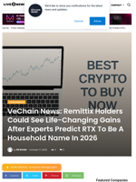 VeChain News: Remittix Holders Could See Life-Changing Gains After Experts Predict RTX To Be A Household Name In 2026 | Live Bitcoin News