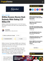 BitMine Resumes Massive Stock Buybacks While Staking 5.23 Million ETH