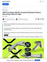 XRP Price Approaches $2.50 as New Holders Hit 4-Month High