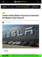 Tesla’s Sales Slide in Europe as Chinese EV Makers Gain Ground - CoinCentral