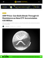 XRP Price: Can Bulls Break Through $3 Resistance as New ETF Accumulates $30 Million - CoinCentral